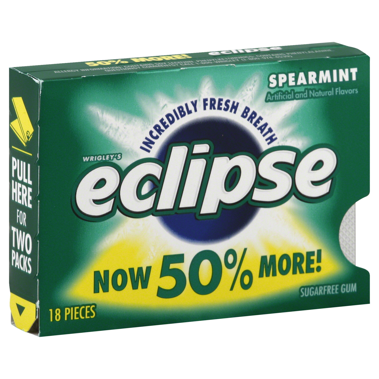 Eclipse Gum Sugarfree Spearmint Gum,18 pieces Eclipse Gum Sugarfree Spearmint Gum,18 pieces