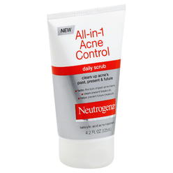 Neutrogena All-In-1 Acne Control Daily Face Scrub to Exfoliate and Treat Acne, Salicylic Acid Acne Treatment, 4.2 fl. oz