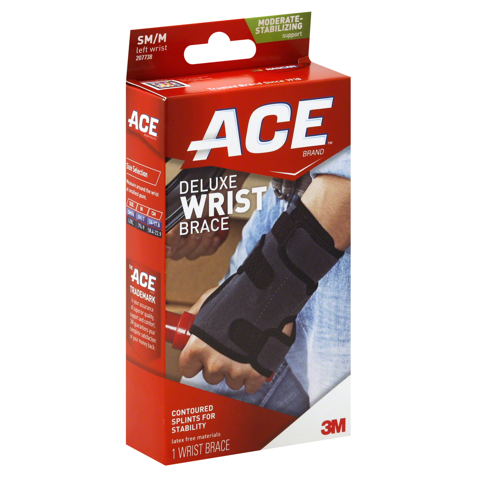 Ace Wrist Br, Deluxe, SM/M, Left Wrist, Moderate-Stabilizing Support, 1 br