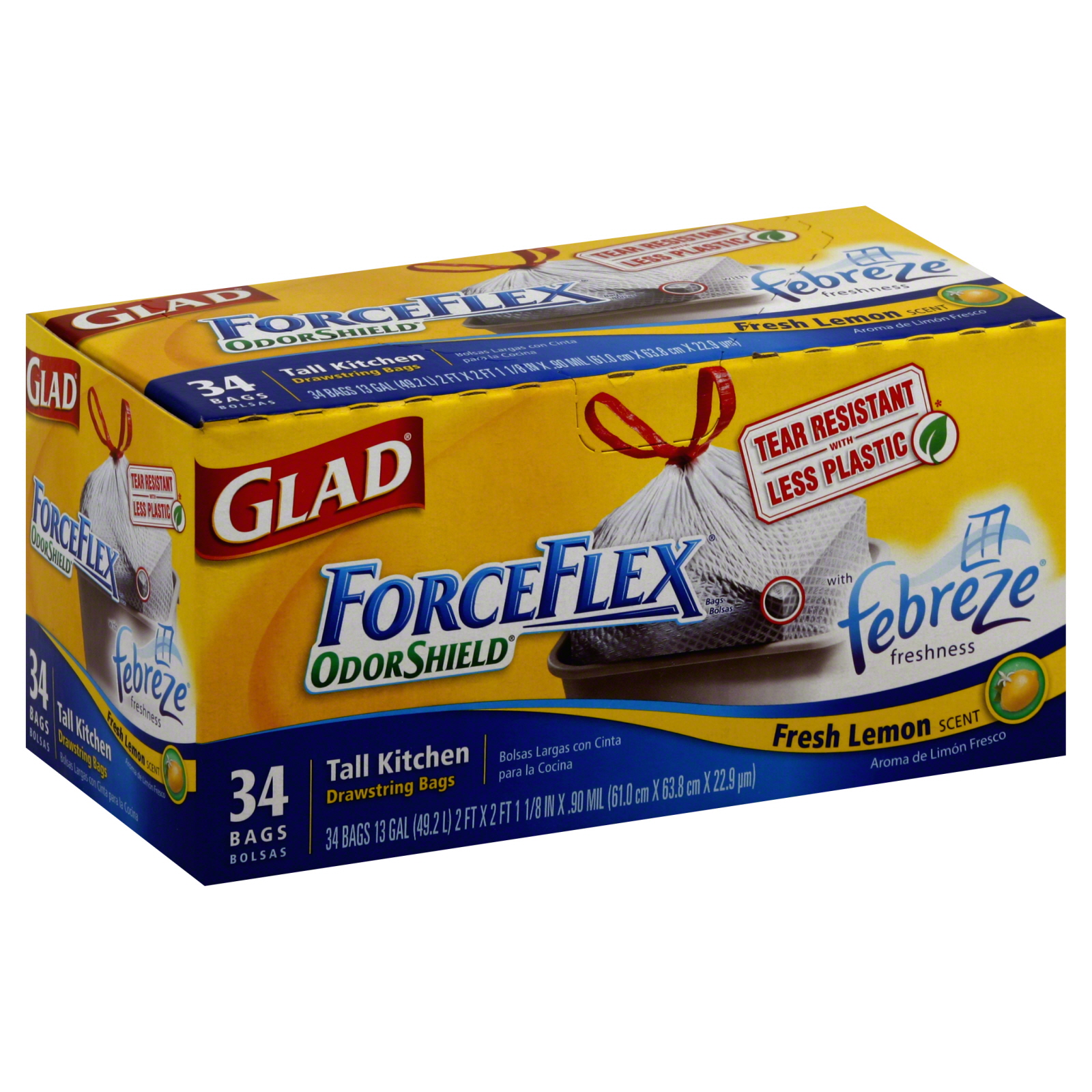 Glad ForceFlex Odor Shield Trash Bags, Lemon Scent, 34 ct Shop Your