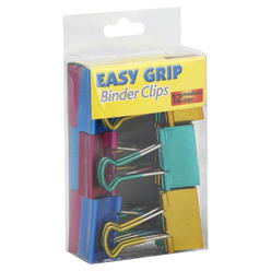 Officemate Easy Grip Medium Binder Clips, Assorted Metallic Colors, 12 Pack (31054)
