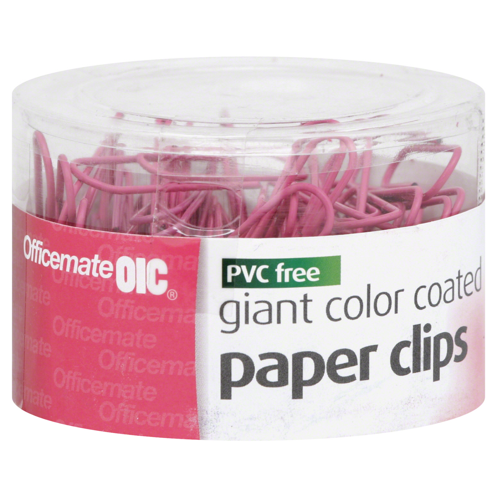 Officemate OIC08908 Paper Clips, PVC-Free Plastic Coated Wire, Jumbo, Pink, 80/Pack