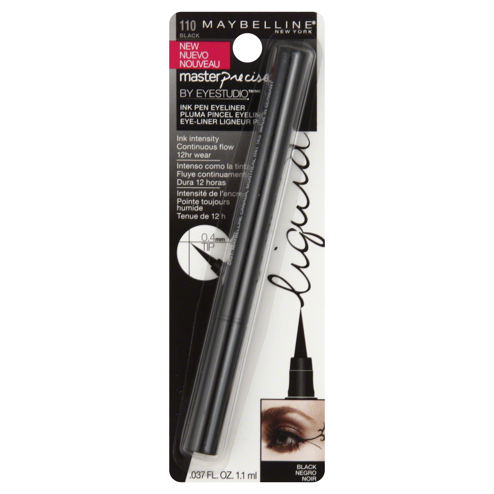 Maybelline New York Eye Studio Master Precise Liquid Liner, Black, 1.1 mL