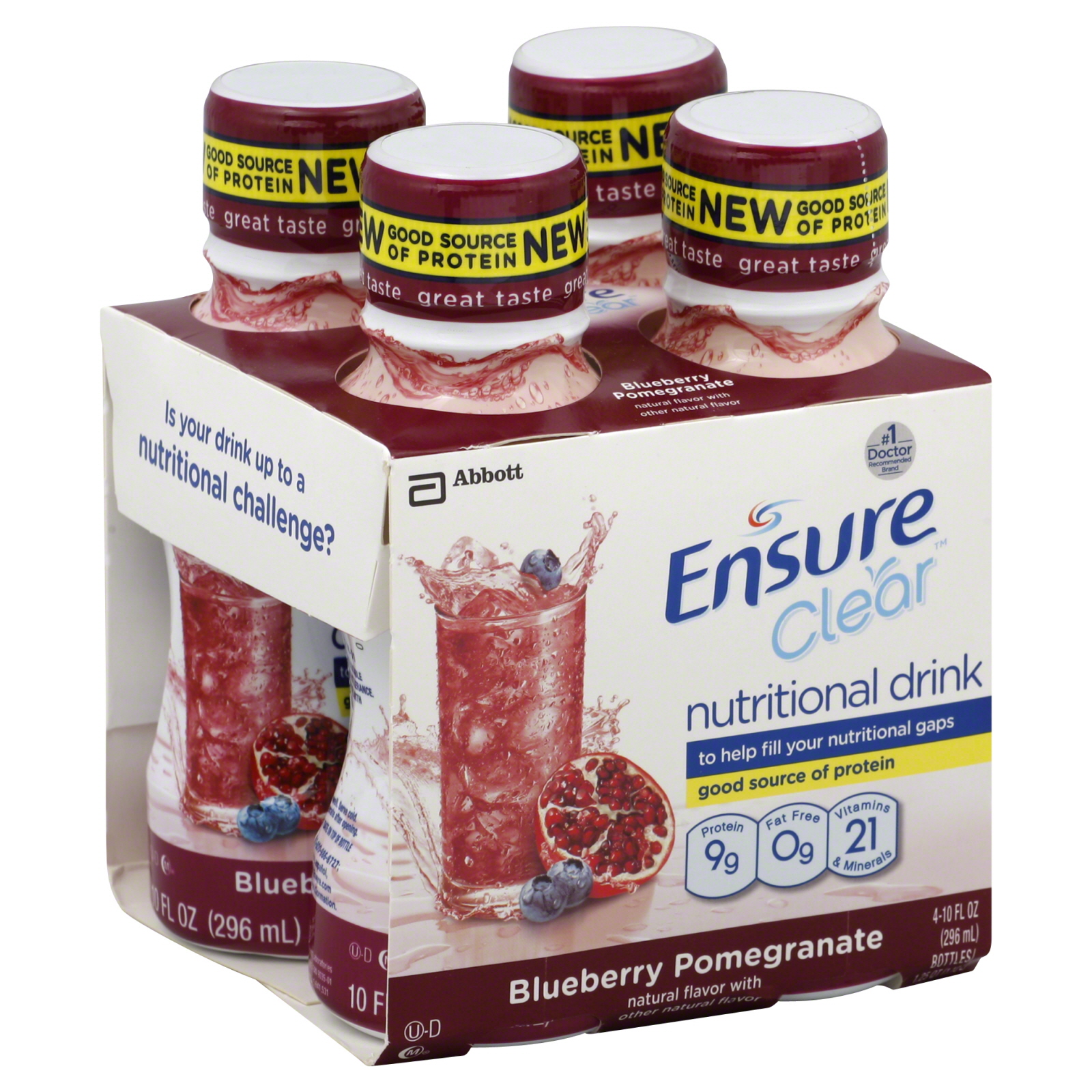 Ensure Clear Nutritional Drink, Blueberry Pomegranate, 4 10 fl oz