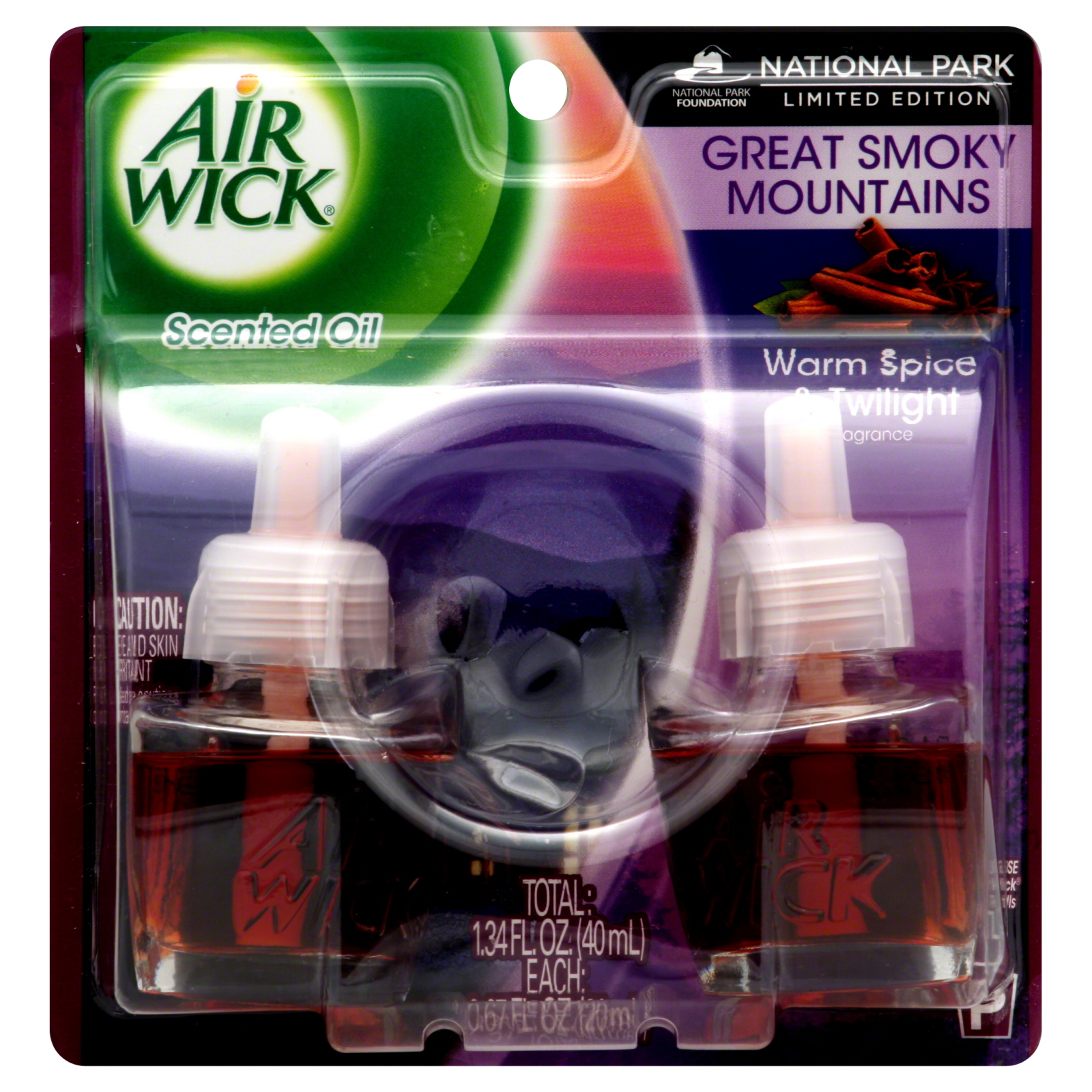 Airwick Scented Oil Refills, Great Smoky Mountains, Warm Spice & Twilight Fragrance, 2 - 0.67 fl oz (20 ml) refills [1.34 oz (40 ml)]