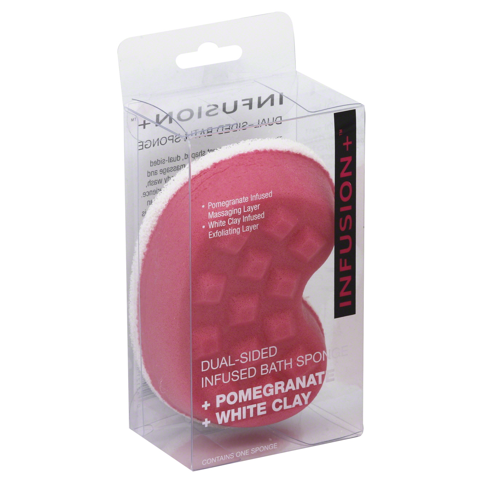 Diversified Bath Sponge Dual Sided Infused Pomegranate White Clay