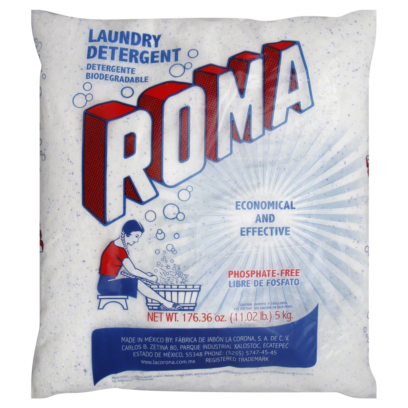 Roma Laundry Detergent Clear 4 Count 11.02 Pound Bag. 