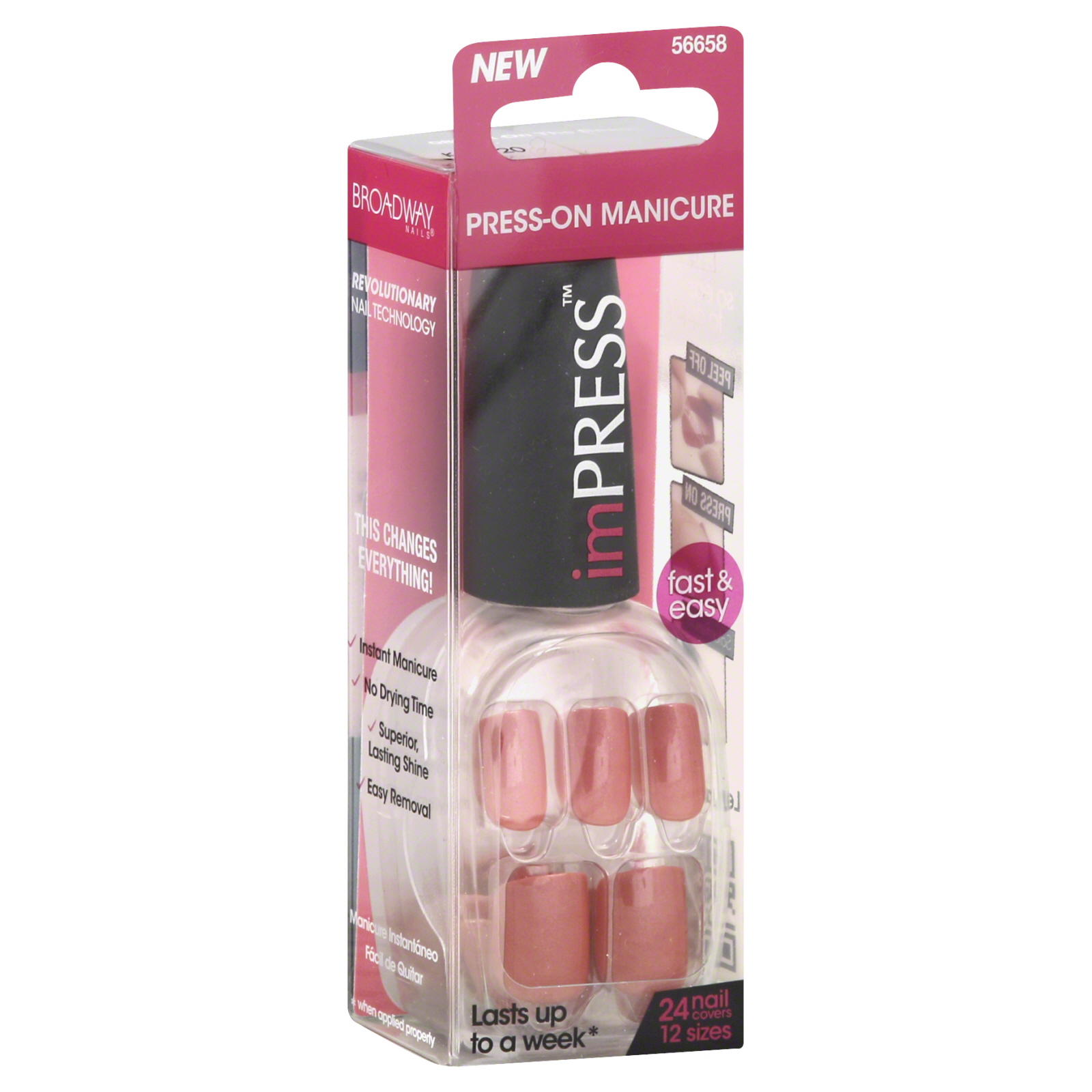 Broadway Nails Impress Press-On Manicure Nail Covers, Ex on the Beach, 1 set