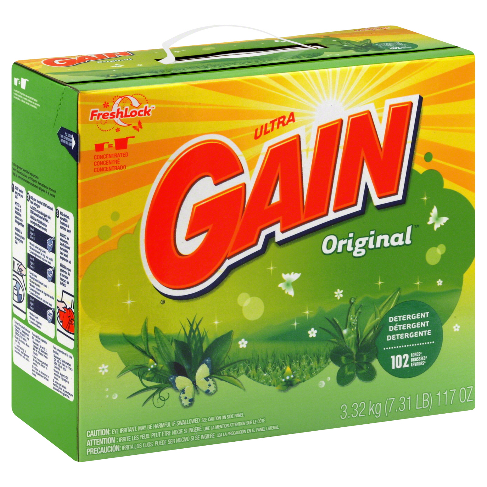Gain Ultra Laundry Powder Detergent, Original, 102 loads, 117 oz