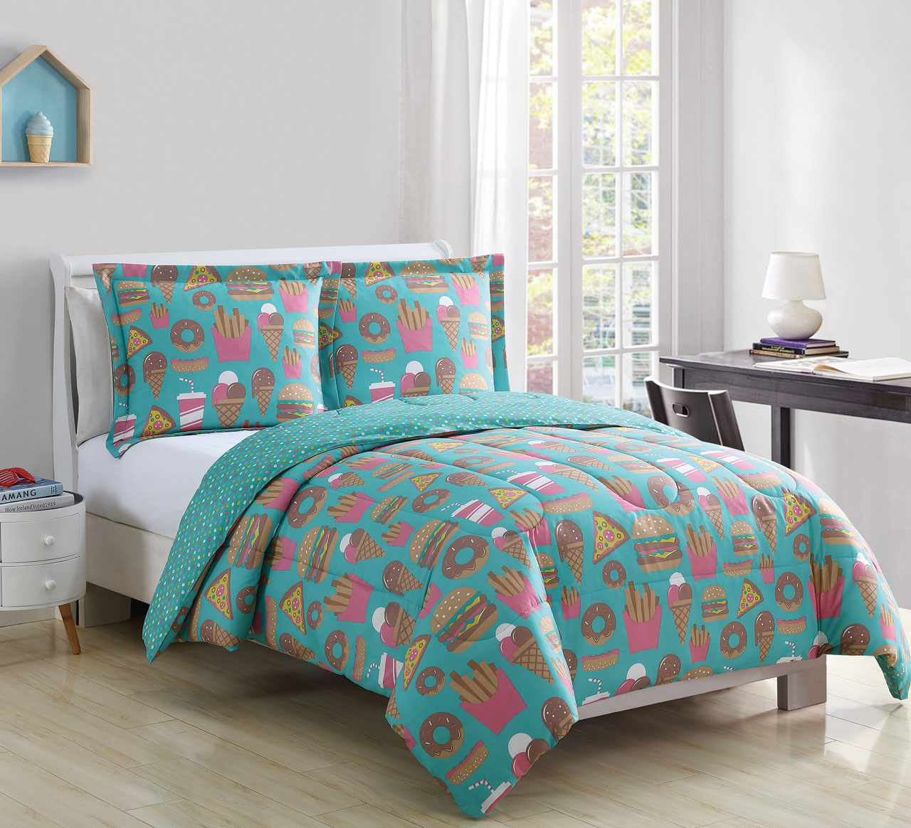 S L Home Fashion Juvy Snack Attack Jade Pink Comforter Set