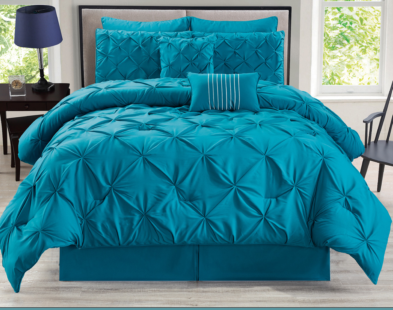 Kinglinen 8 Piece Rochelle Pinched Pleat Comforter Set