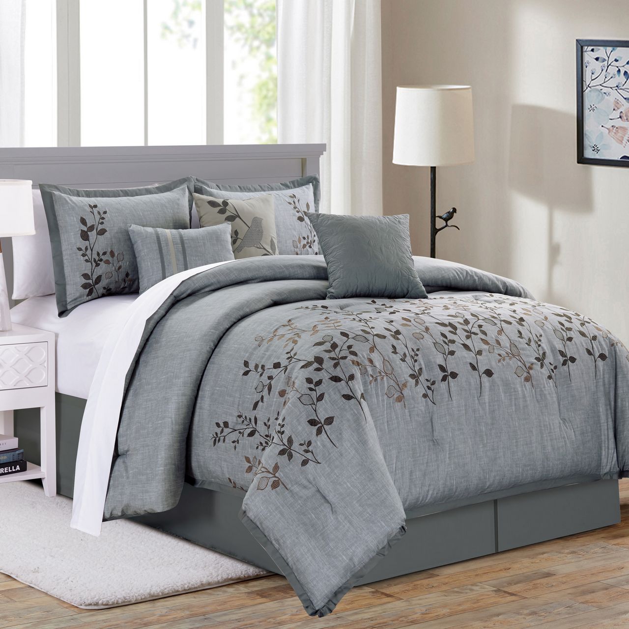 KingLinen 7 Piece Benhill Gray Comforter Set