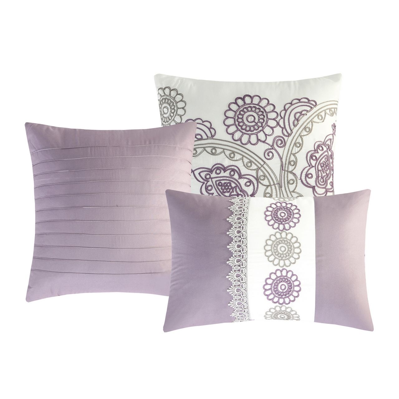 Kinglinen 7 Piece Penley Lavender White Comforter Set