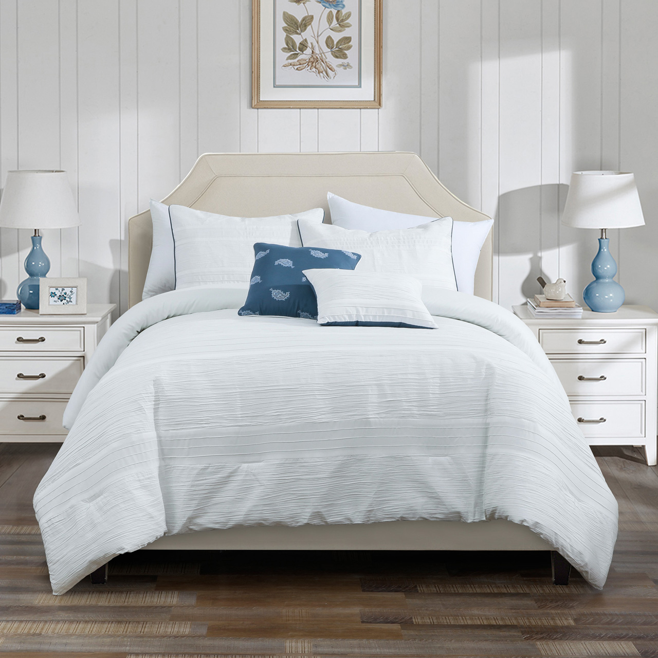 Kinglinen 5 Piece Axel White Comforter Set