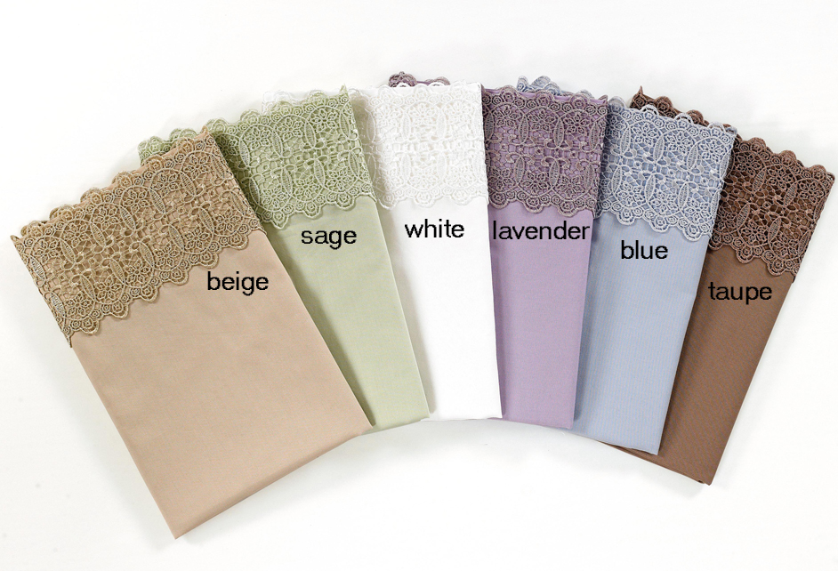 KingLinen Taupe 500 Thread Count Cotton Lace Sateen Sheet Set Cal King