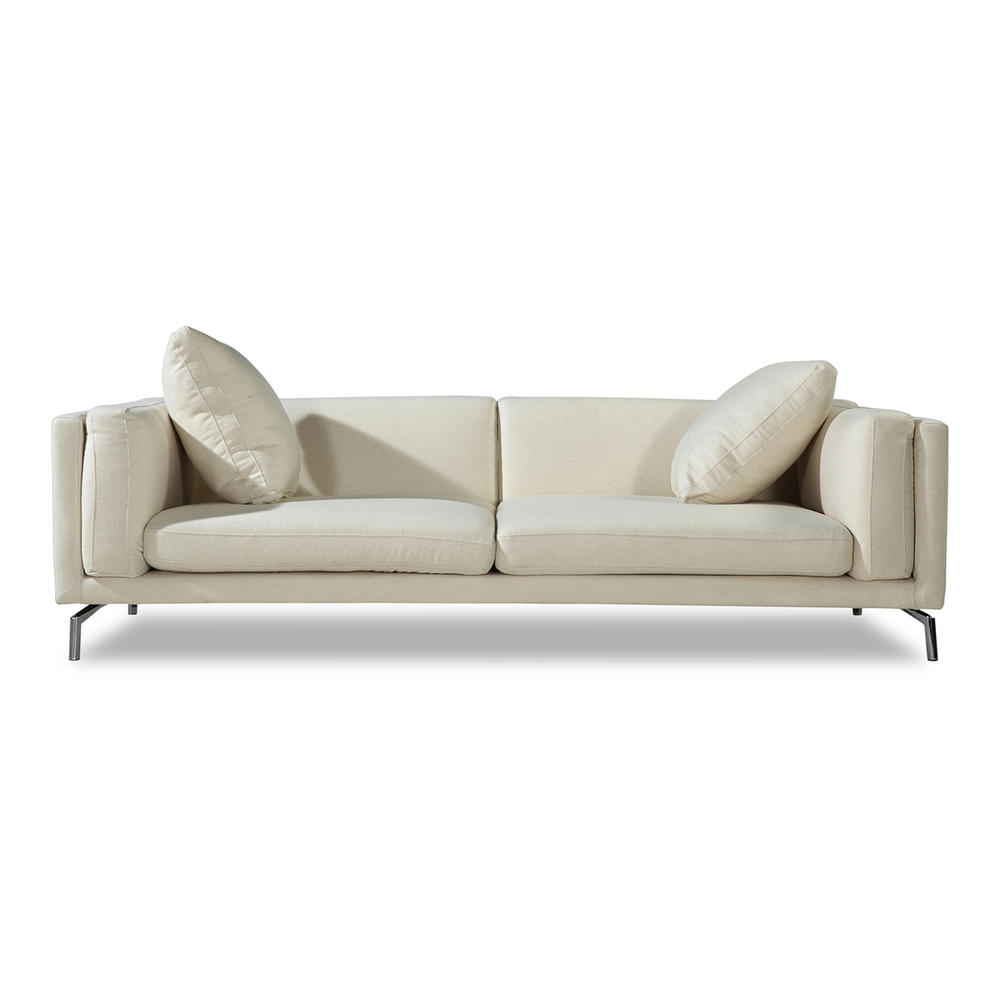 Kardiel Basil Modern Loft Sofa, Premium Fabric/Stainless Steel Legs
