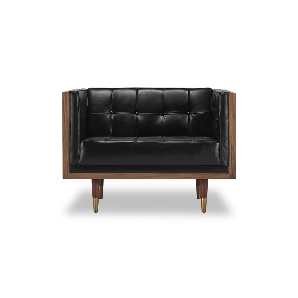 Kardiel Woodrow Midcentury Modern Box Chair, Premium Aniline Leather