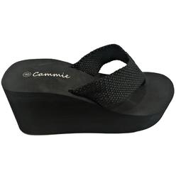 Cammie L-2155HH Women High Wedge Platform Slides Flip Flop Open Toe Sandal Black