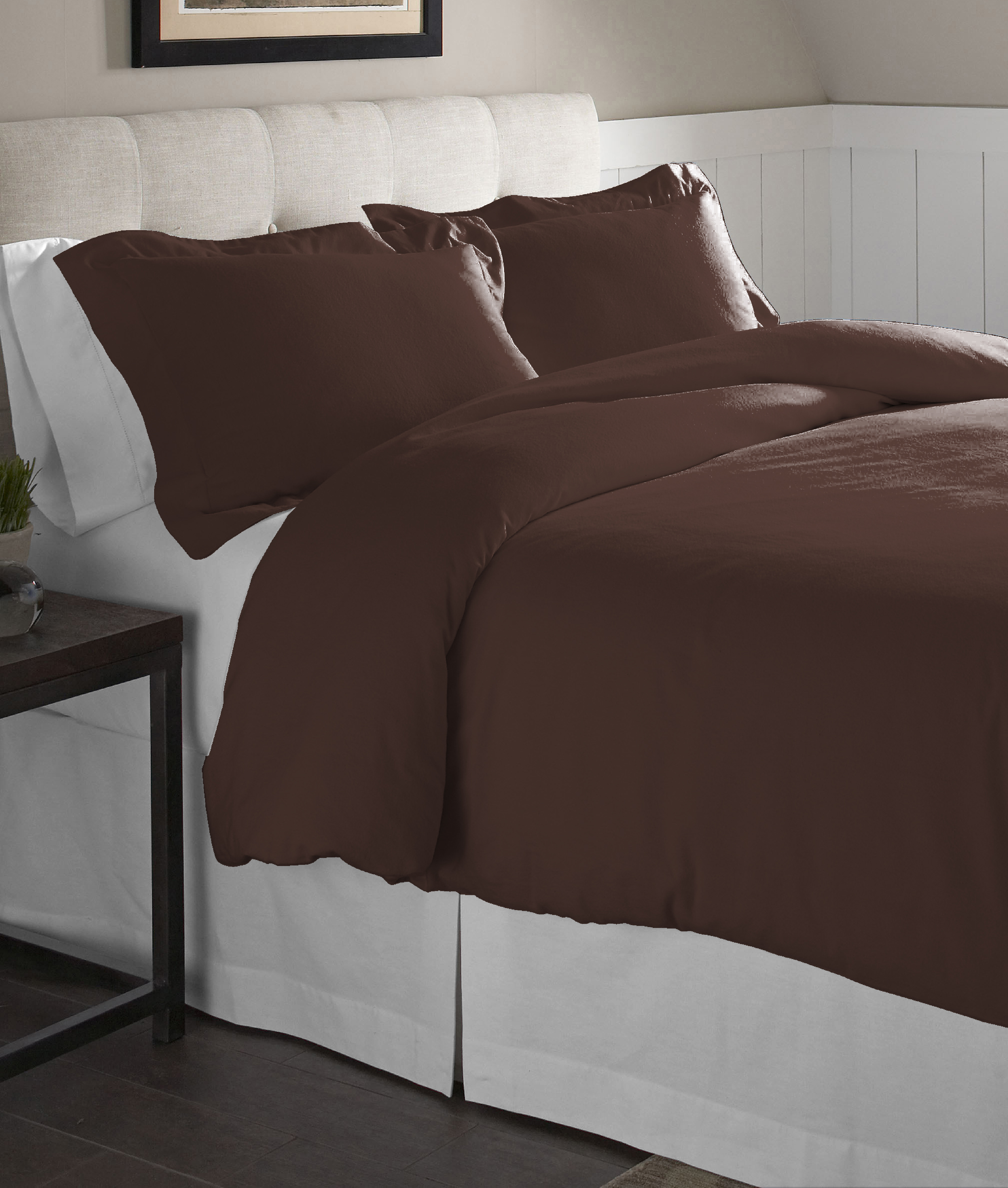 Pointehaven 175 Gsm Cotton Flannel Duvet Set King Cal Chestnut