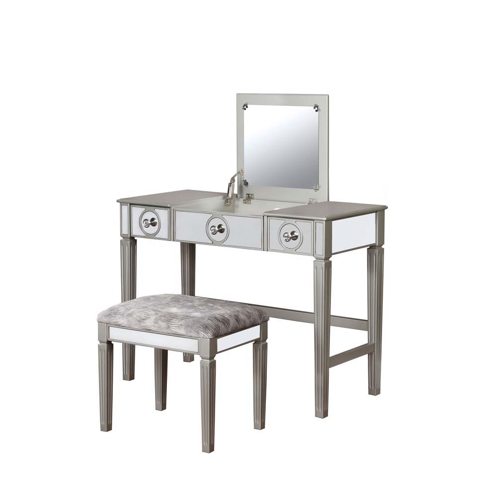 Linon Home Decor Madison Silver Vanity Set, Silver Vanity Set