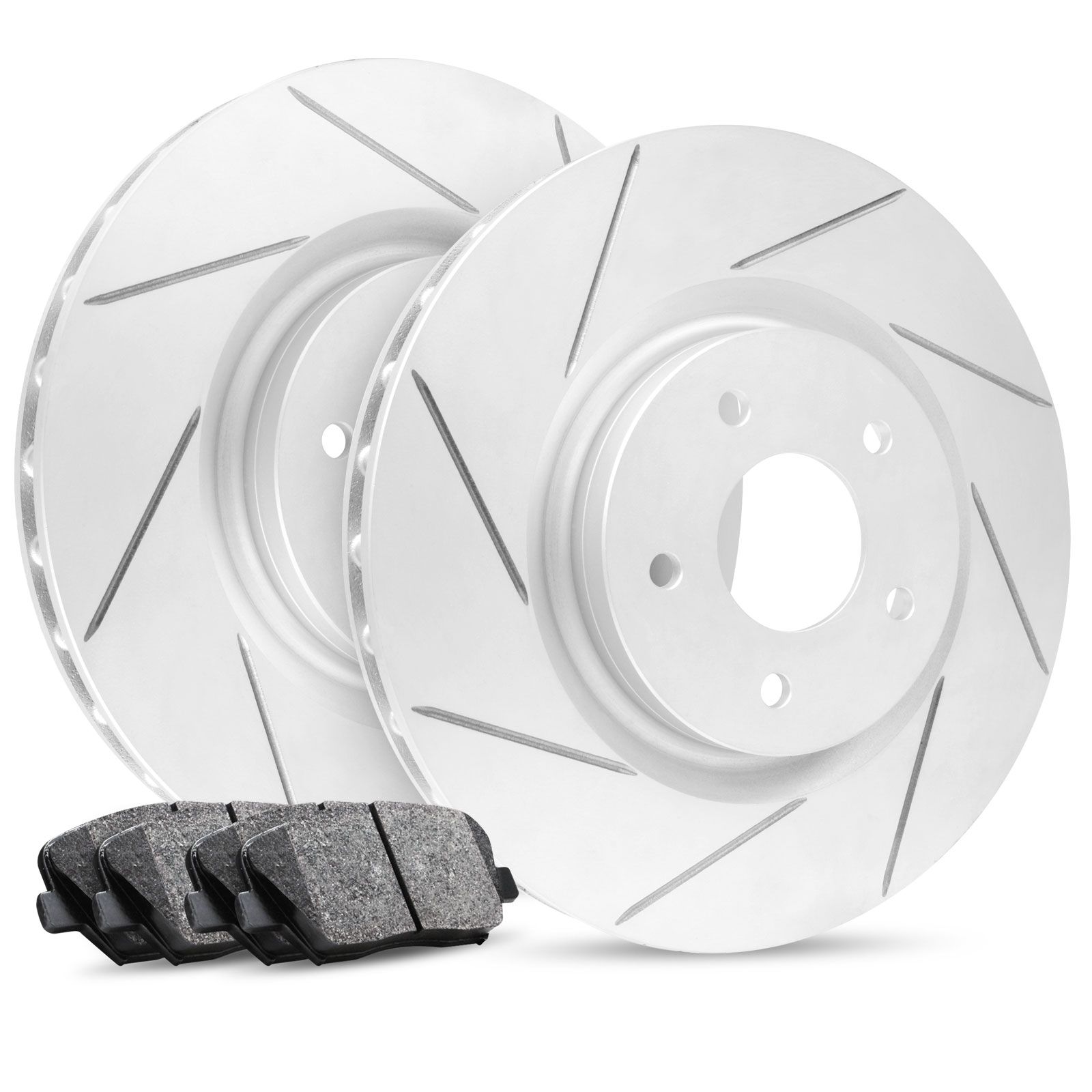 R1 Concepts Fits 1994 1995 1996 1997 1998 Ford Mustang Front Premier Slotted Brake Disc Rotors & Ceramic Pads
