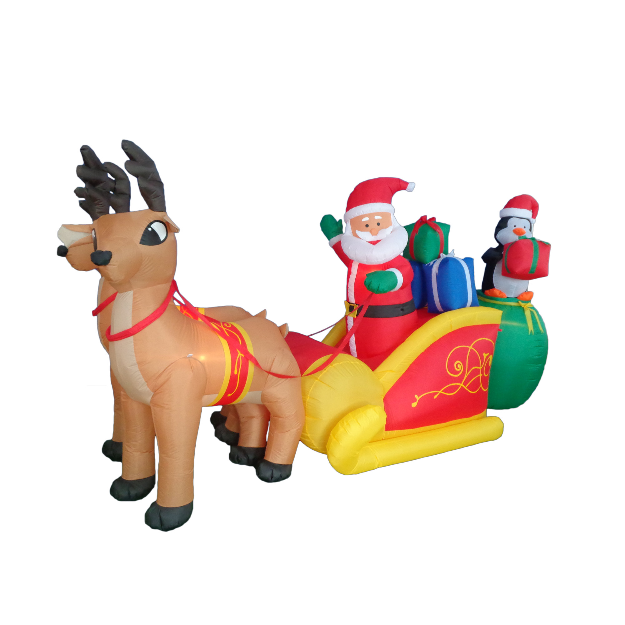 bzb goods 13 foot long lighted christmas inflatable santa claus and penguin with gift in sleigh - Teak Isle Christmas Decorations bzb goods 13 foot long lighted christmas inflatable santa claus and penguin with gift in sleigh - Teak Isle Christmas Decorations