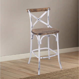 Gracie Oaks Leonetti Walnut And Antique Bar Stool Color White