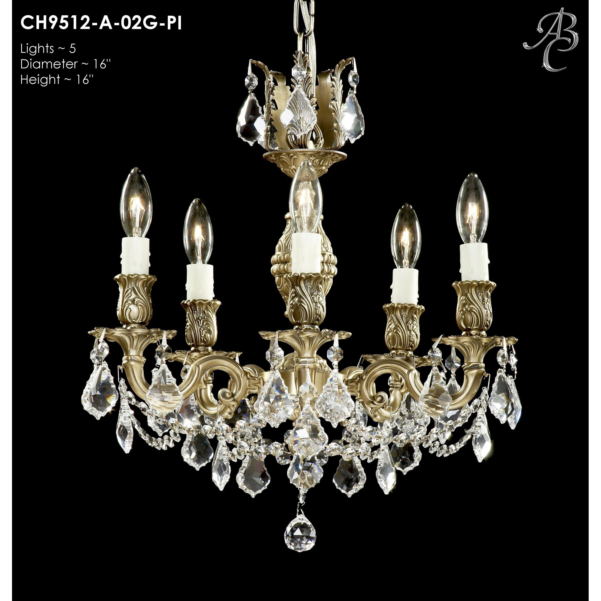 Abc Lighting Ch9512 A 23s Rosetta 5 Light Crystal Chandelier Finish Abc Lighting Rosetta 5 Light Crystal Chandelier Finish Empire Bronze