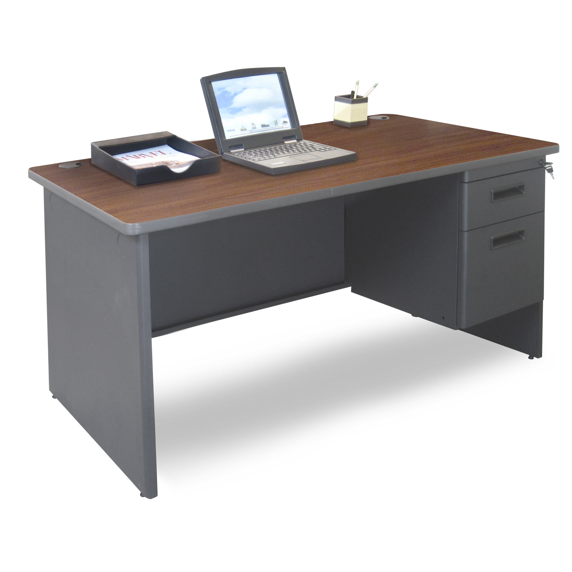Marvel Office Furniture To Single Pedestal Computer Desk Color Marvel Office Furniture To Single Pedestal Computer Desk Color Mahogany Laminate Dark Neutral