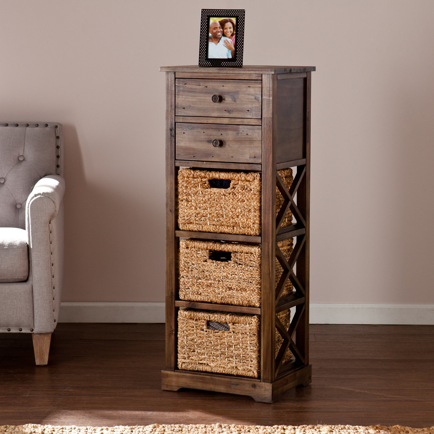 Bay Isle Home Stimson 2 Drawer Storage Chest 3 Basket Tower