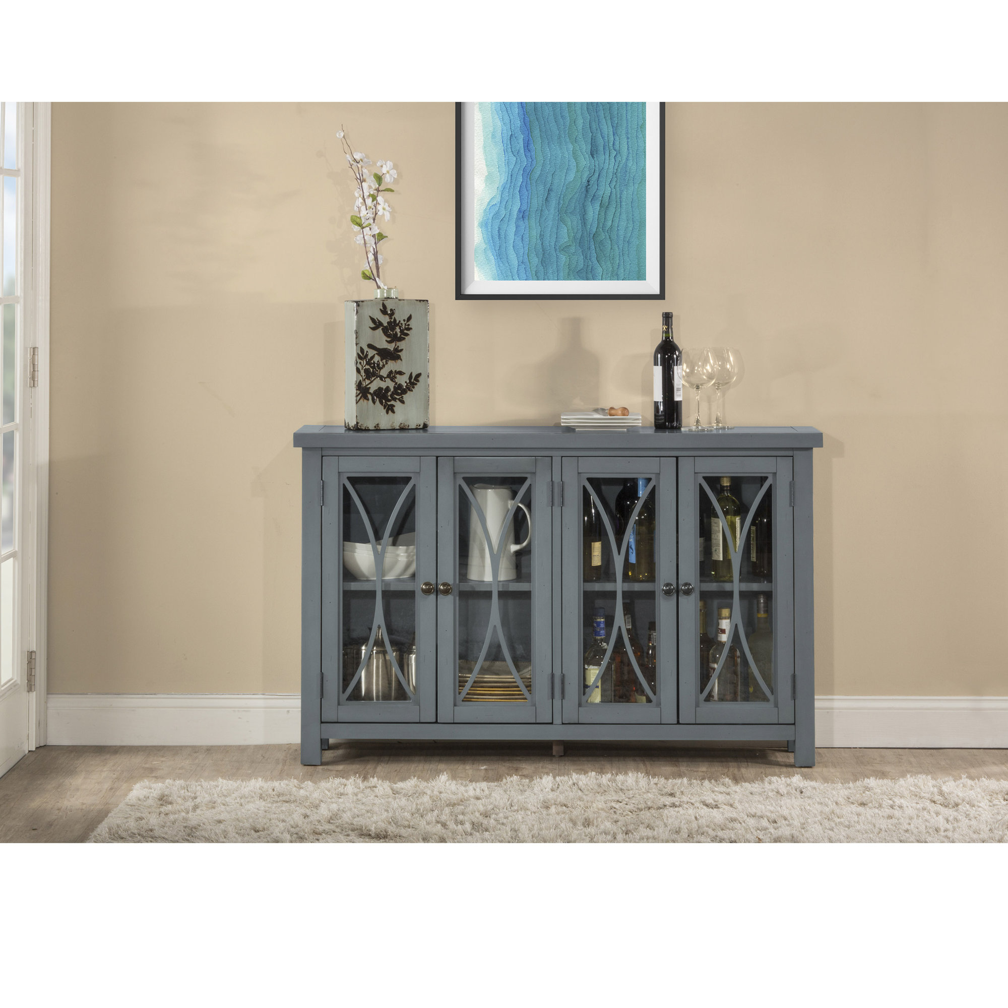 Bungalow Rose Sierra Madre 4 Door Accent Cabinet Finish Blue