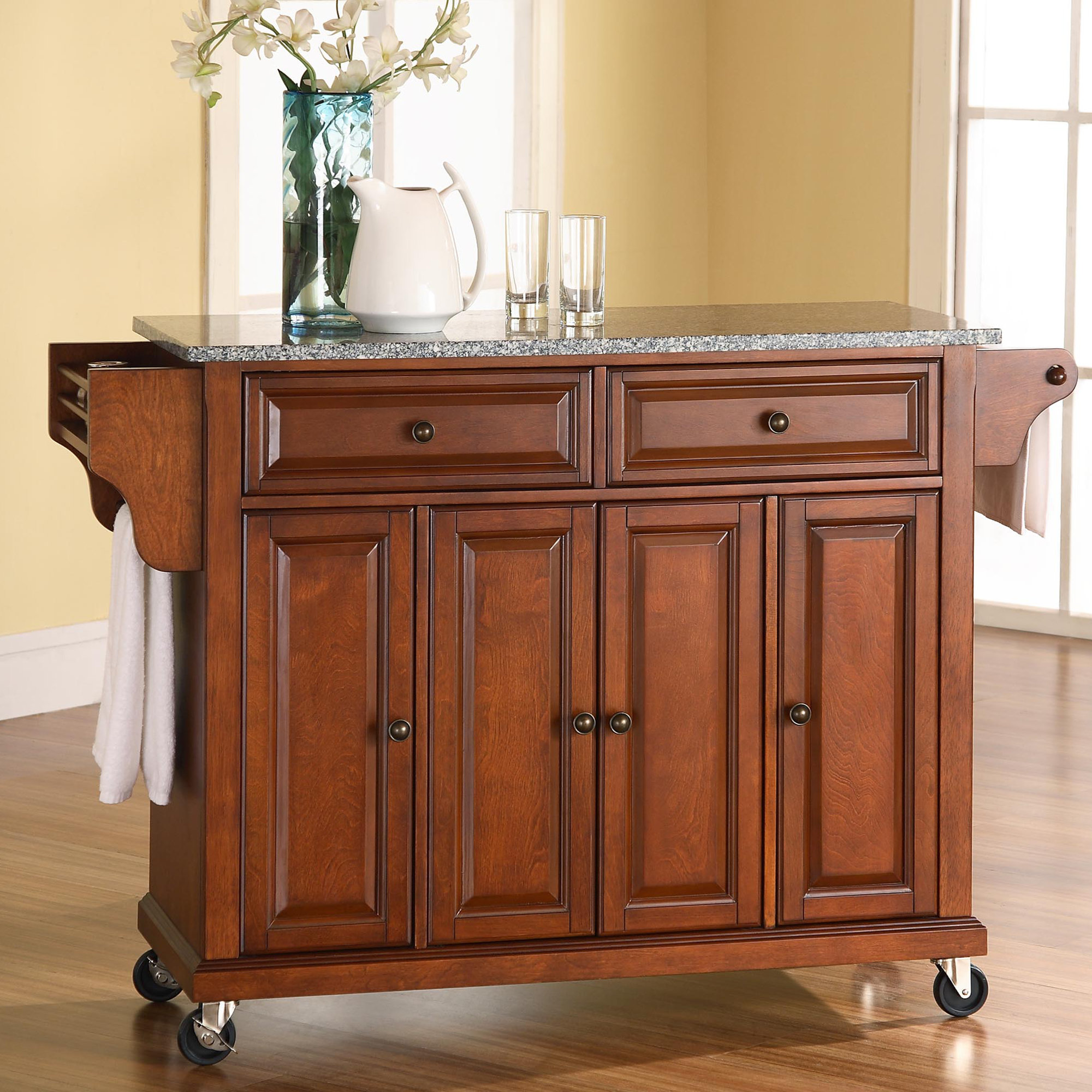Darby Home Co Pottstown Kitchen Cart Island With Granite Top