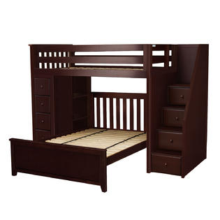 Harriet Bee Ayres Twin Wood Standard Bed With Staircase Color Espresso