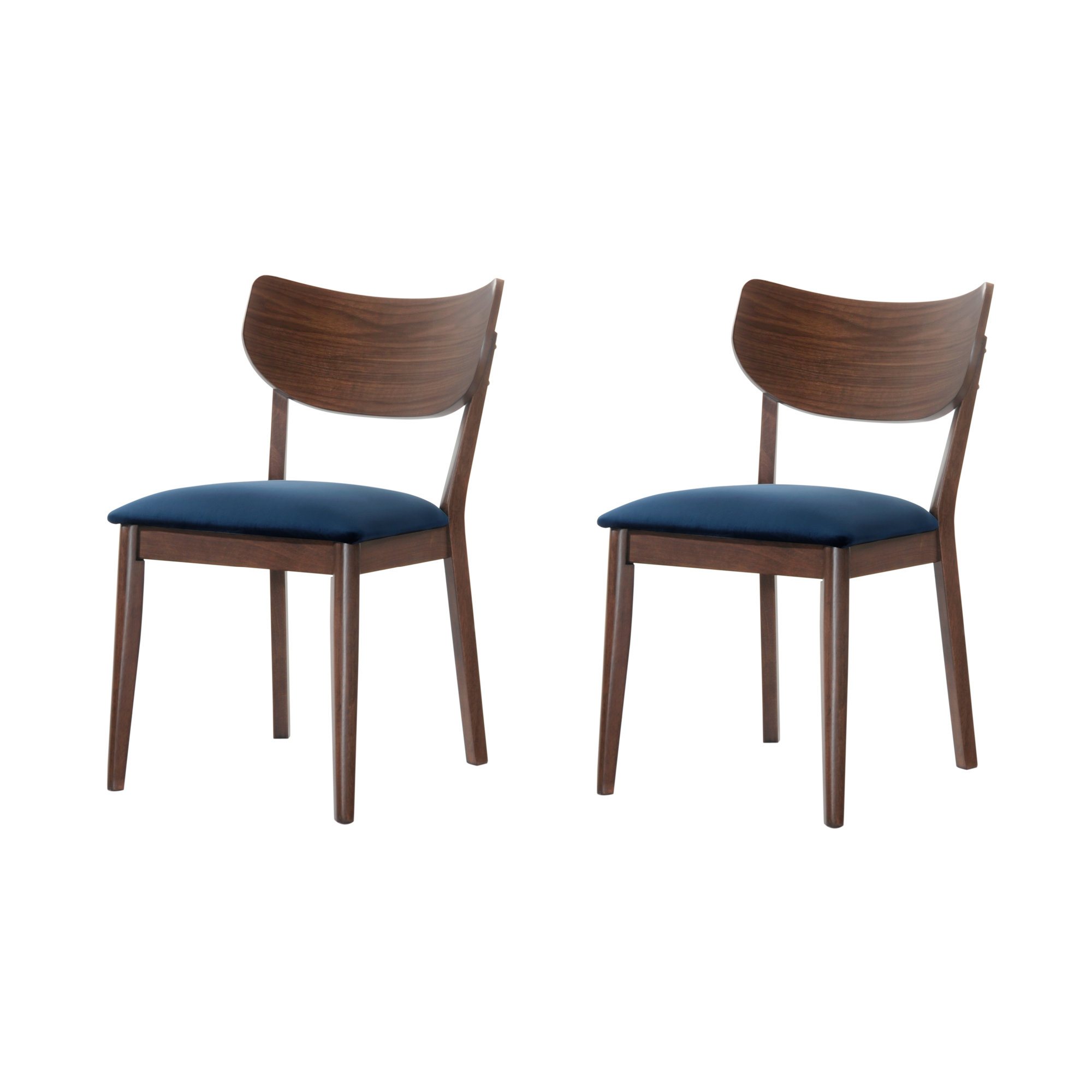 George Oliver Waterbury Solid Wood Dining Chair Color Navy Blue