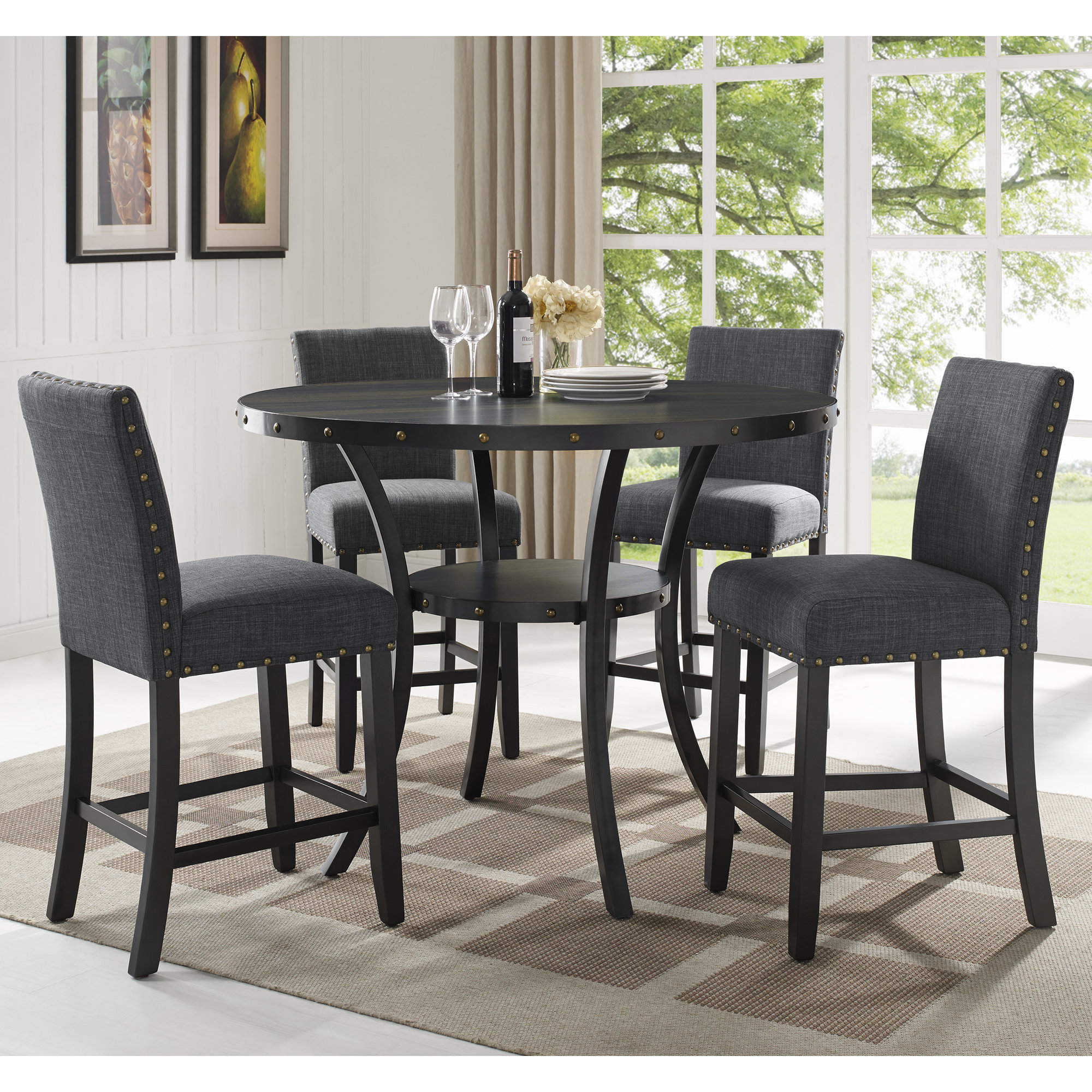 Gracie Oaks Amy Bar Stool Upholstery Gray