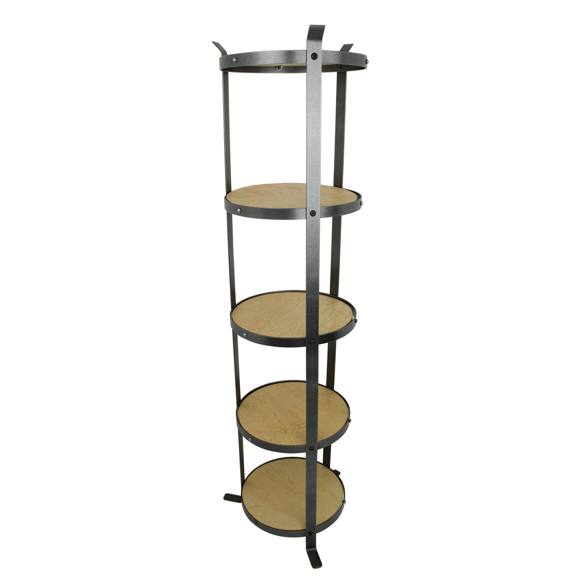 Enclume Handcrafted 5 Tier Round Designer Stand Hammered Steel Enclume Handcrafted 5 Tier Round Designer Stand Hammered Steel Standing Pot Rack