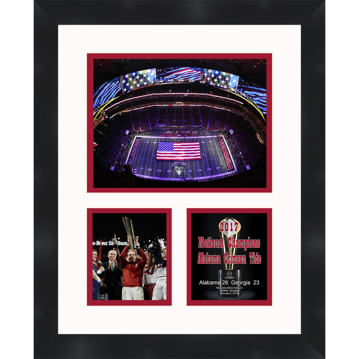 Frames By Mail Nick Saban Alabama Crimson Tide 2018 National Frames By Mail Nick Saban Alabama Crimson Tide 2018 National Champions Framed Memorabilia Matte Color White Trim Red