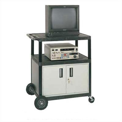 Luxor High Open Shelf Endura Video Table Av Cart With Locking Cabinet