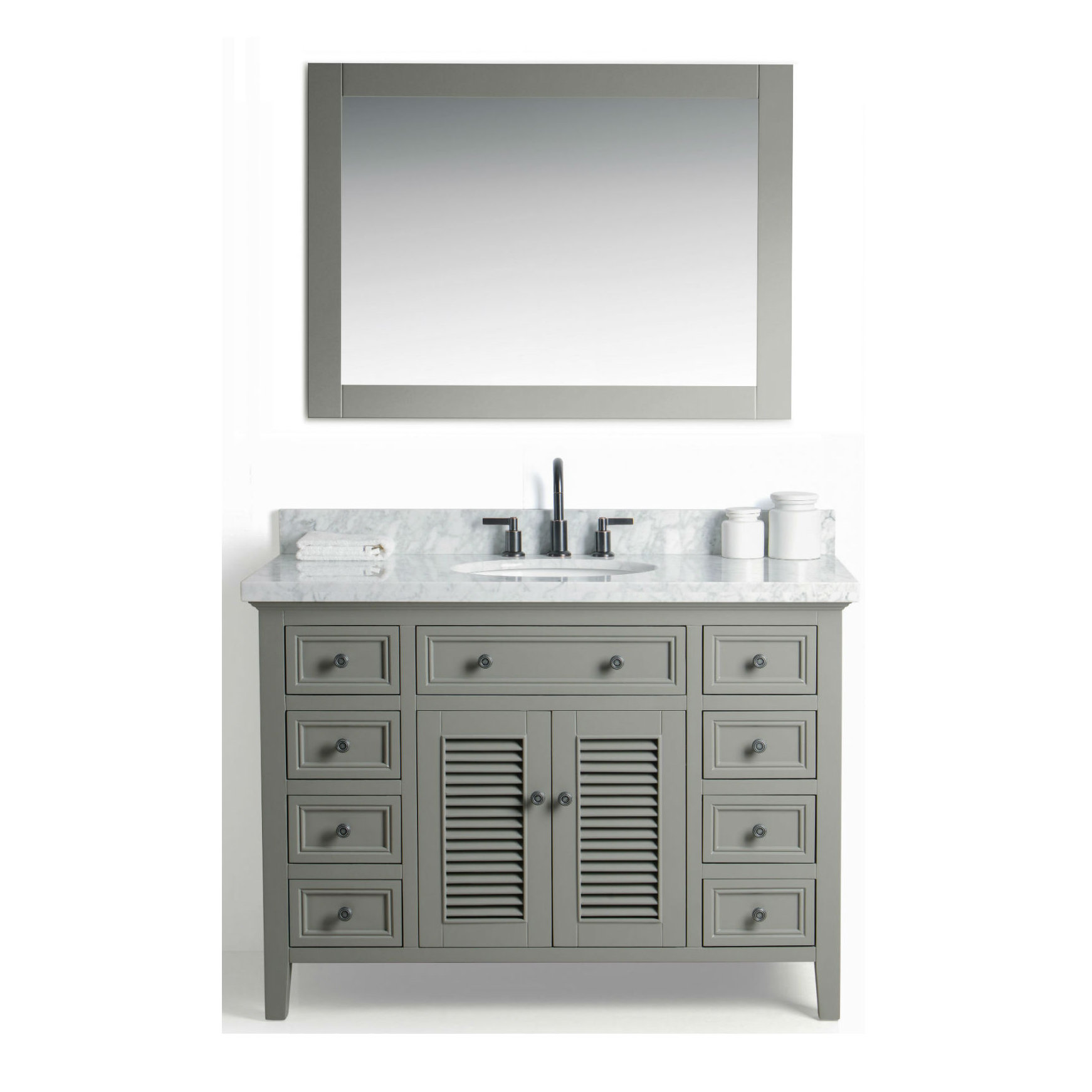 Highland Dunes Harber Solid Wood 49 Single Bathroom Vanity Set With Highland Dunes Harber Solid Wood 49 Single Bathroom Vanity Set With Mirror Base Finish Gray
