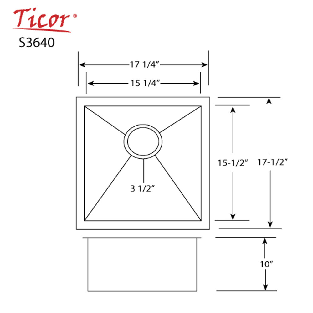 Ticor Sinks Ticor 17 1 4 X 17 1 2 Inch Zero Radius 16