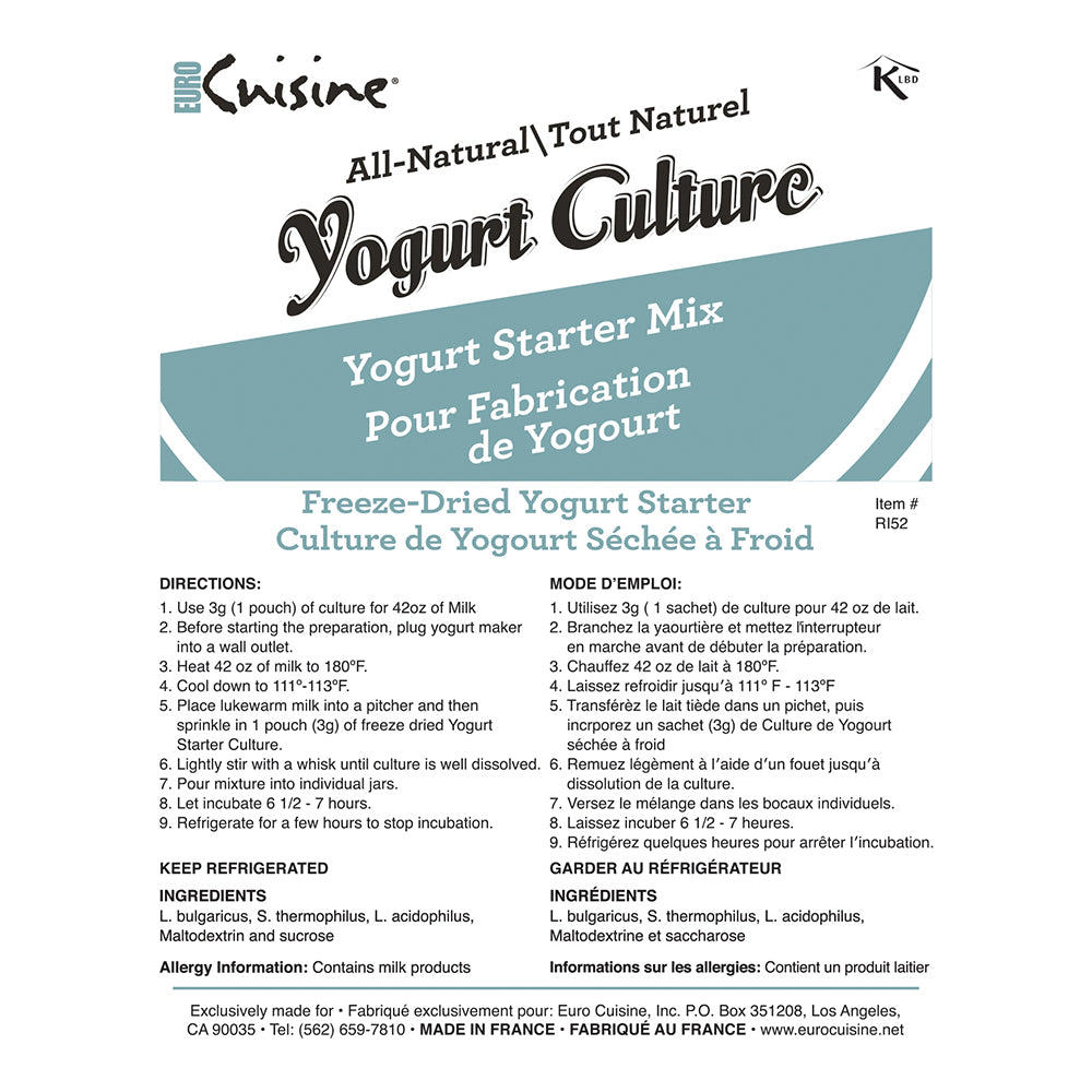 Euro Cuisine Yogurt Starter,  2 - 5gr Packet