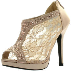 Static Footwear De Blossom Yael-9 Womens Wedding Bridal High Heel Platform Cystal Lace Ankle Bootie Shoes