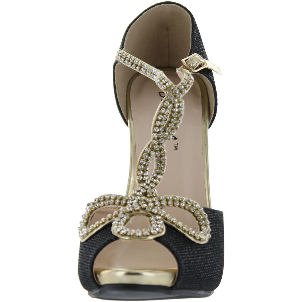 Bonnibel Womens Tiara-2 Stiletto Heel Glitter Evening Wedding Promo Sandals Shoes