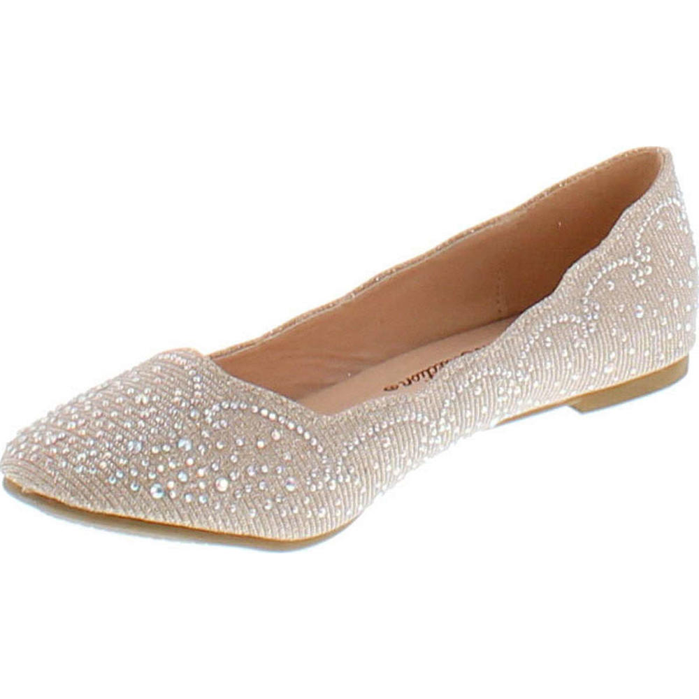 De Blossom Footwear Women's Baba-54 Sparkly Crystal Rhinestone Ballet Flats
