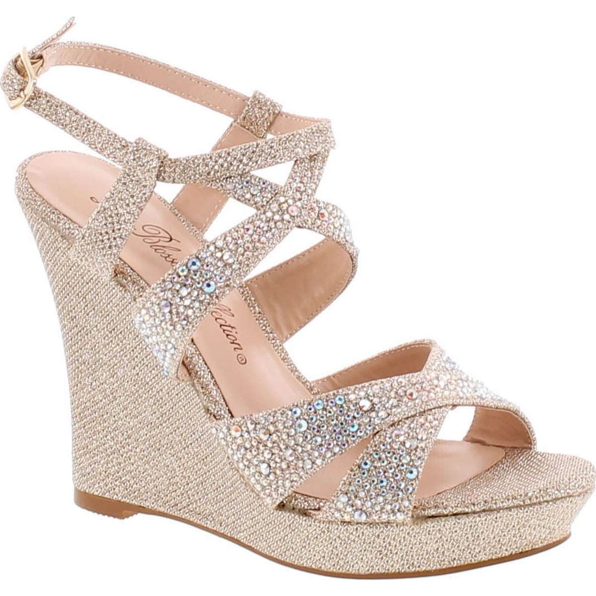 Static Footwear De Blossom Alle-8 High Heel Wedge Sandal With Crystal Embellishment Style Balle8