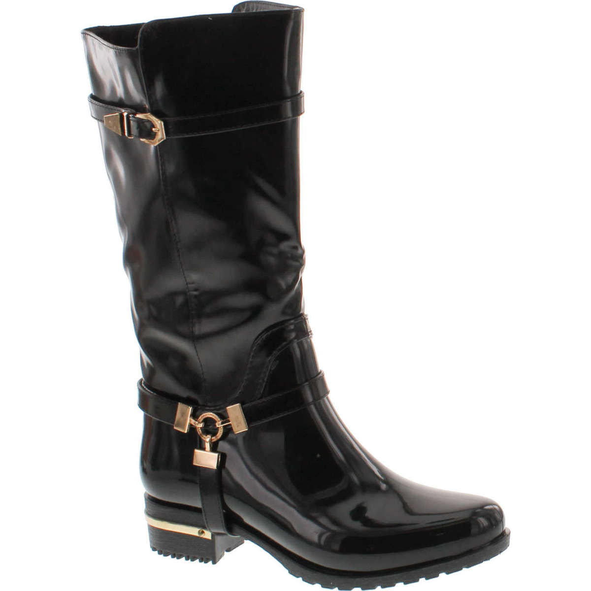 Forever Clara-25 Womens Fashion Two Tone Knee High Motorcycle Rain Boots