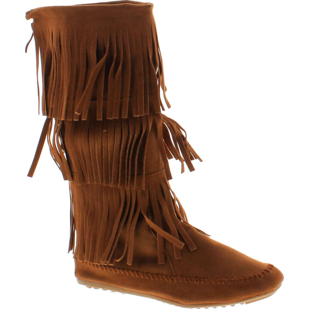 Nature Breeze Womens Cherokee-03 Fringe Mocassin Faux Suede Boots