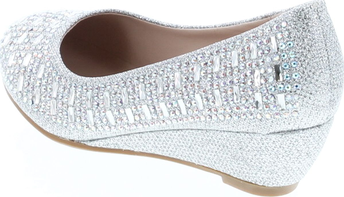 Link Fisher-3K Girl's Slip On Rhinestone Wrapped Wedge Heel Party Shoes