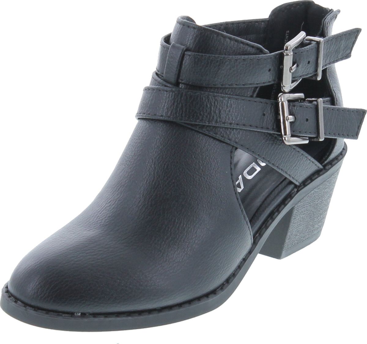 Soda Girl's Cute Ankle Bootie With Backside Zipper Low Heel And Cut-Out