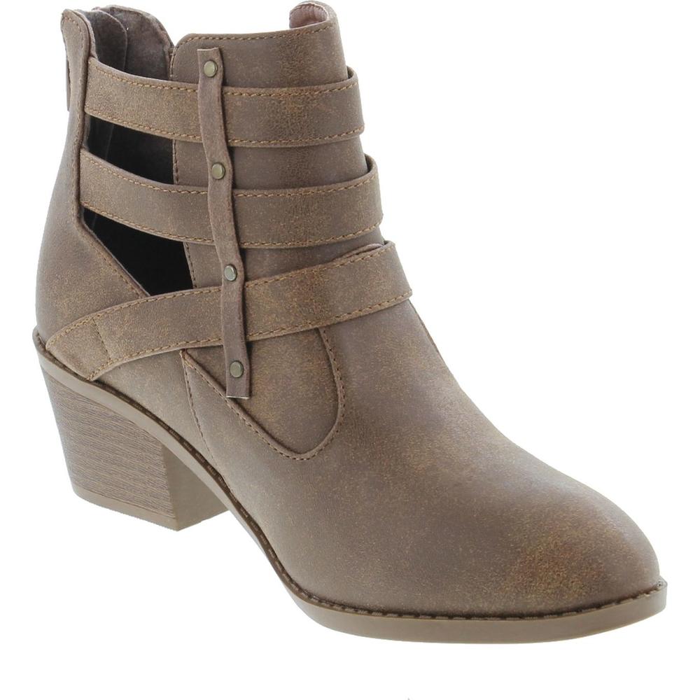 Forever Link Eury-1 Women's Fashion Round Toe Buckles Low Heel Ankle Booties Shoes